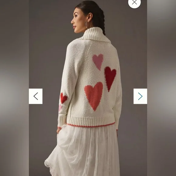 Maeve Heart Cardigan Sweater. XS. - Picture 3 of 9